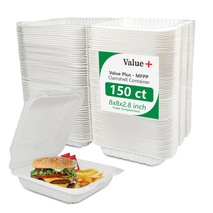 Eco-Craze MFPP Clamshell Container 8x8x2.6