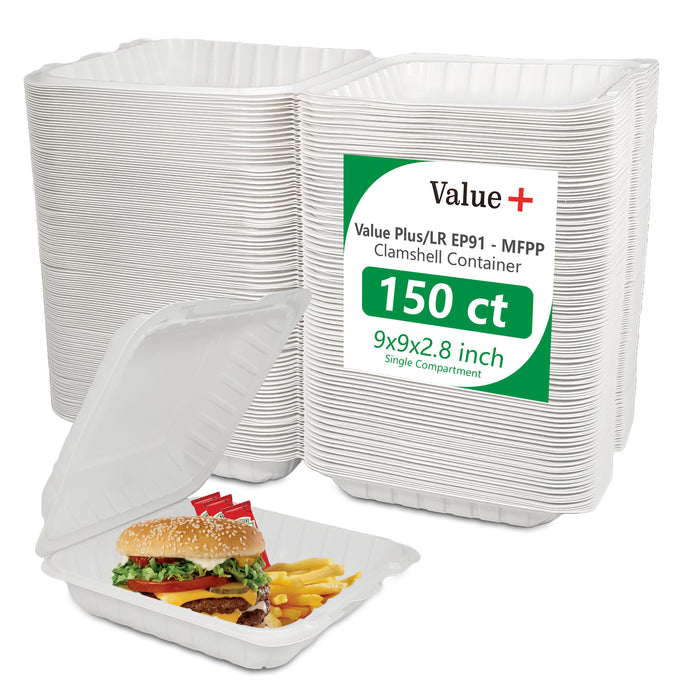 Eco-Craze MFPP Clamshell Container 9x9x2.6