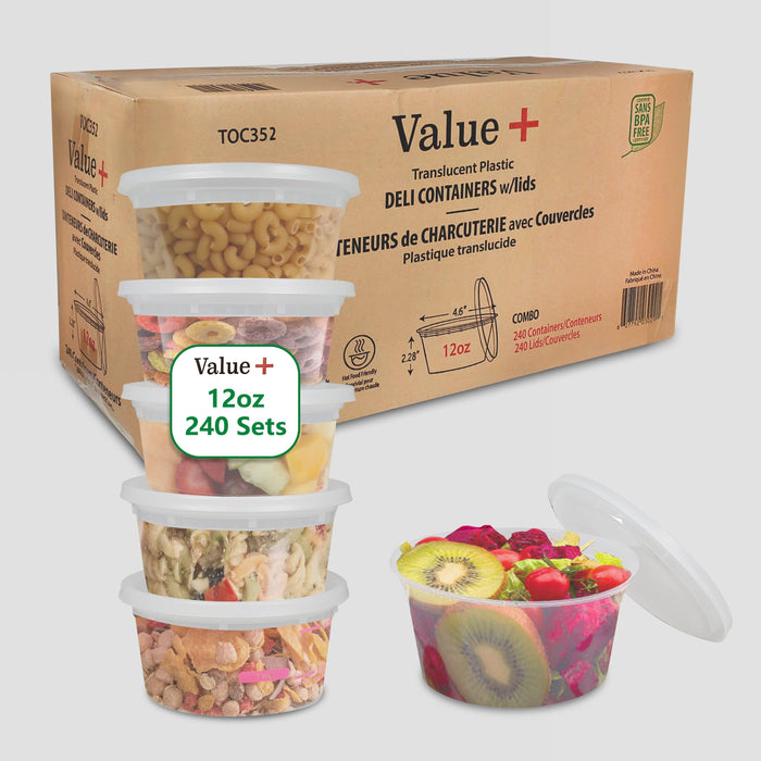 Value+ - 12oz Round Deli Container w/Lids