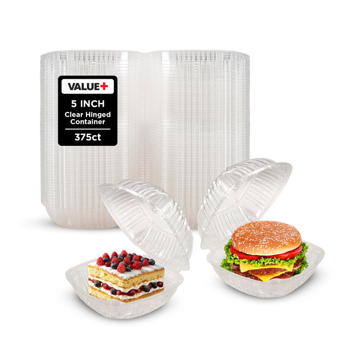 Value+ - Dual Lock - 5in Clear Hinged Containers - CV551