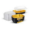 Rhino-Foil - Medium (53oz) Black & Gold Foil Cont. w/ Clear Dome Lid