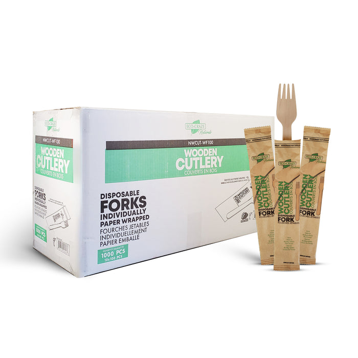 Eco-Craze - Wooden Fork - Individually Paper Wrapped