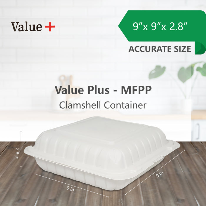 Eco-Craze MFPP Clamshell Container 9x9x2.6