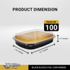 Rhino-Foil - Medium (53oz) Black & Gold Foil Cont. w/ Clear Dome Lid