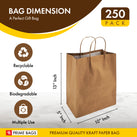 Prime Bags - Bella - Self Adhesive Paper Bags with Twisted Handles - 10x5x13