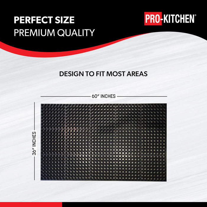 Pro-Kitchen - Black Rubber Anti-Fatigue Mat Heavy Duty 36