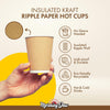 Morning Dew - 12 oz Tall Hot Paper Cup - Ripple - Kraft - RC-H12TK
