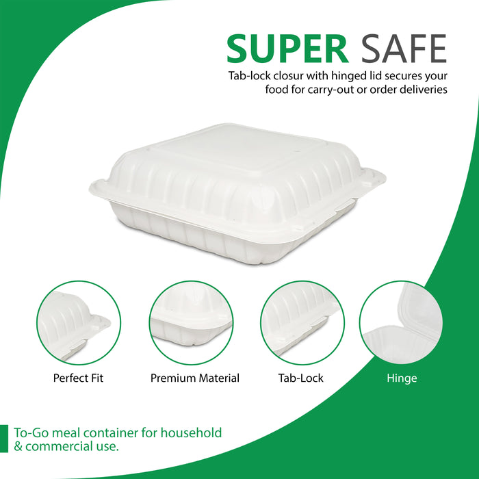 Eco-Craze MFPP Clamshell Container 9x9x2.6