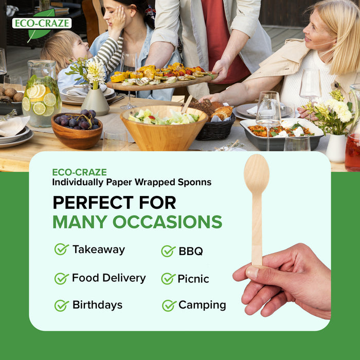 Eco-Craze - Wooden Spoon- Individually Paper Wrapped
