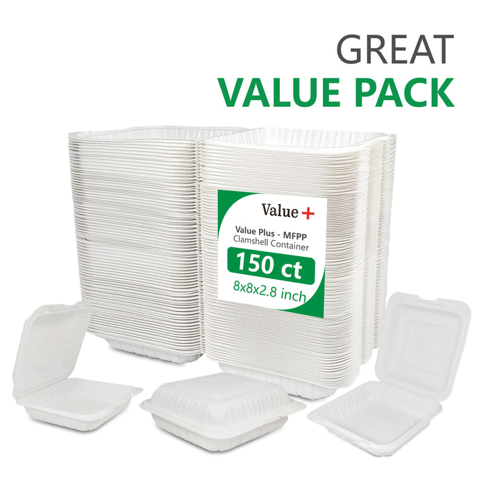 Eco-Craze MFPP Clamshell Container 8x8x2.6