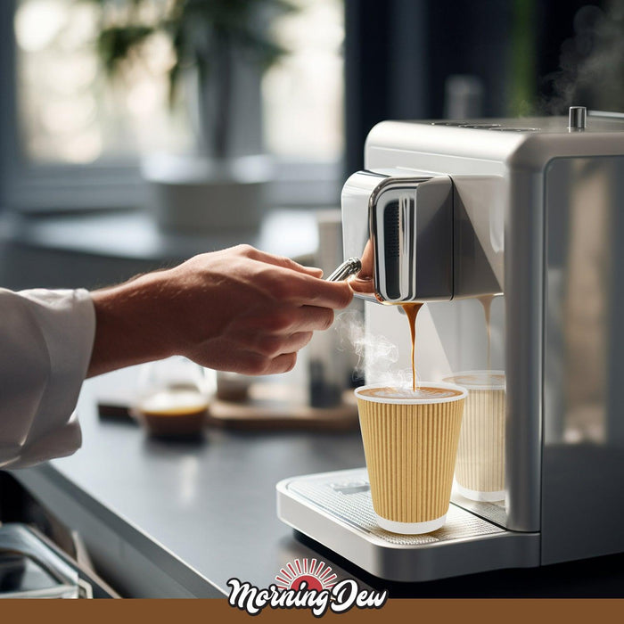 Morning Dew - 12 oz Tall Hot Paper Cup - Ripple - Kraft - RC-H12TK