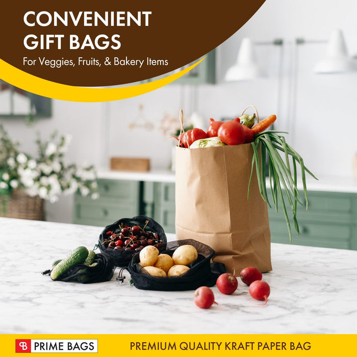 Prime Bags - Enzo - Self Adhesive Paper Bags with Twisted Handles - 13x7x17