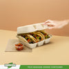 Eco-Craze - Taco - Bagasse Hinged Container - 3 COMPARTMENT