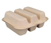 Eco-Craze - Taco - Bagasse Hinged Container - 3 COMPARTMENT Eco-Craze - Taco - Bagasse Hinged Container - 3 COMPARTMENT