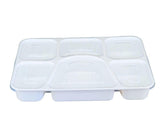 Value+ - 6 Comp Take-Out Thali with Lid - White - PP Value+ - 6 Comp Take-Out Thali with Lid - White - PP