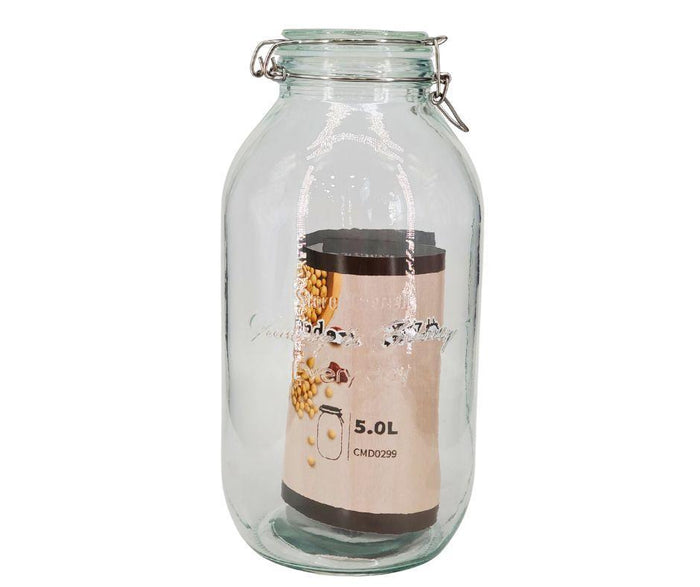 Pougine - 5L Sealed Glass Storage Jar w/ Scale