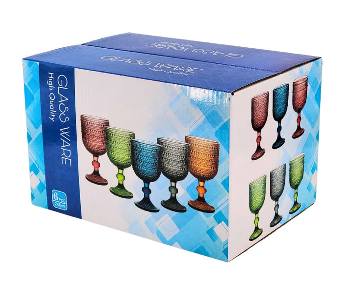Hobnail Wine Glass 250ml - Blue - XR824