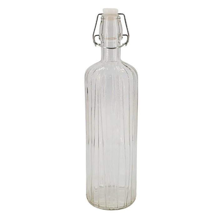 S&CO - Glass Bottle with Stopper 1L - Textured - Clear