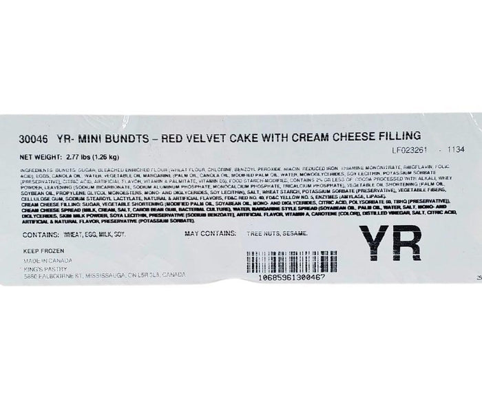 VSO - Kings Pastry - Red Velvet Mini Bundt Cake With Cream Cheese