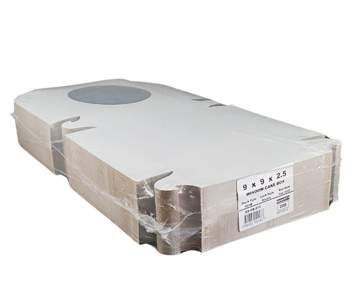 EB - White Cake Boxes - W/Window - 9x9x2.5 (Pie Box)