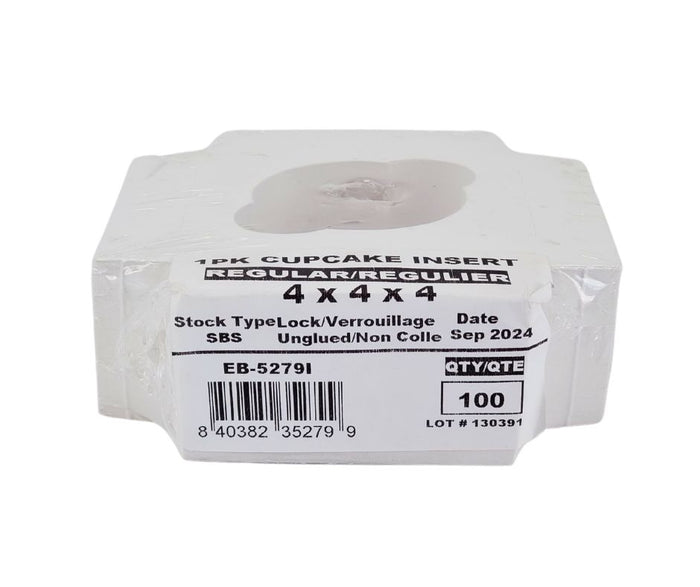 EB - 4 x 4 x 4 - Single Cupcake Insert Fits - White - 5279I