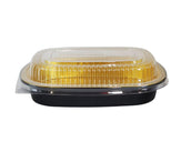 Rhino-Foil - Small (26oz) Black & Gold Foil Cont. w/ Clear Dome Lid Rhino-Foil - Small (26oz) Black & Gold Foil Cont. w/ Clear Dome Lid