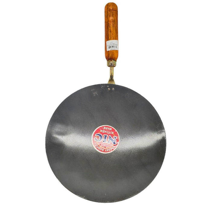 Noor - Iron Tava 12 - Concave w/Wooden Handle