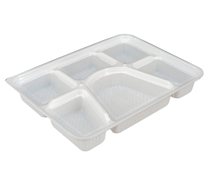 Take Out Tray - 6 Comp. - Combo - Black/White (Thali)