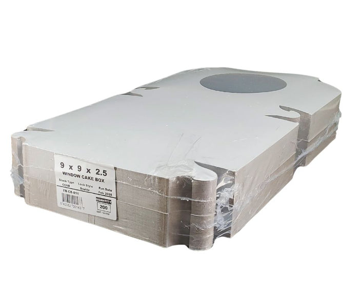 EB - White Cake Boxes - W/Window - 9x9x2.5 (Pie Box)