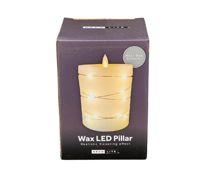 Deco Lite - LED Pillar w/String Lights - 3x3.9