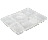 CLR - Plastic Tray (Thali) - 6 Compartment - White 20 pk CLR - Plastic Tray (Thali) - 6 Compartment - White 20 pk