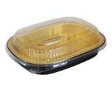 Rhino-Foil - Small (26oz) Black & Gold Foil Cont. w/ Clear Dome Lid Rhino-Foil - Small (26oz) Black & Gold Foil Cont. w/ Clear Dome Lid