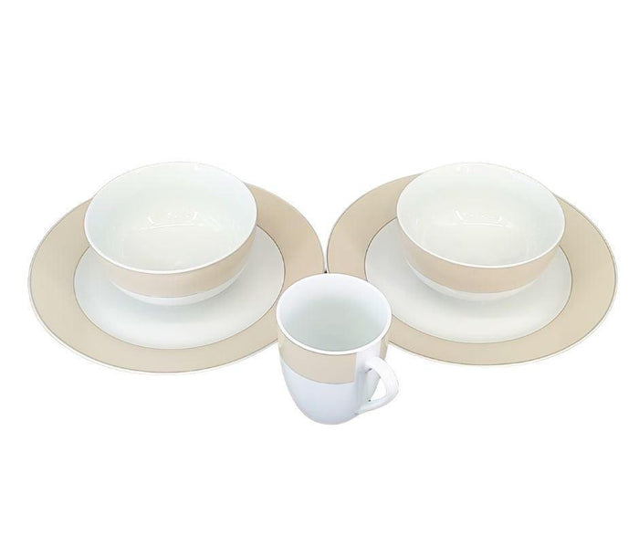 S&CO - Dinnerware Set - Taupe Band (16 PCS)