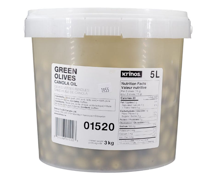 Green Cracked Olives In Canola Oil