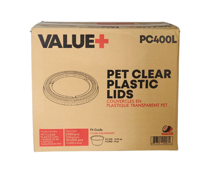 Value+ - 3.25oz-4oz PET Flat Portion Cup Lids - PC400L - 74mm