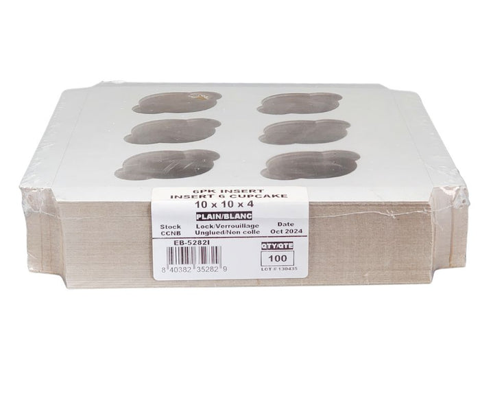 EB - 10 x 10 x 4 - 6 Cupcake Insert - White - 5282I