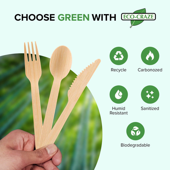 Eco-Craze - Disposable Bamboo 6pcs Cutlery Kit - K/F/S/N/SP NBB-M611