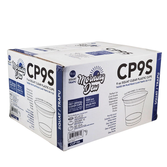 Morning Dew - 9oz Clear Pet Cup SQUAT - 92mm