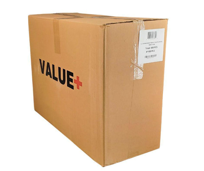 CLR - Plastic Tray (Thali) - 6 Compartment - White