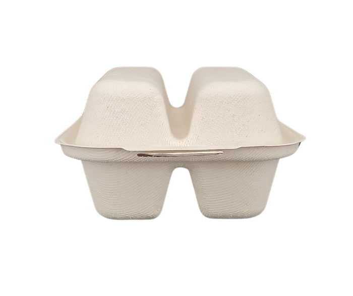 Eco-Craze - Taco - Bagasse Hinged Container - 2 COMPARTMENT