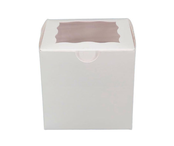 EB - Cup Cake Box with Window - White - 4x4x4