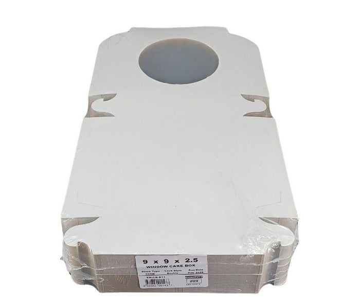 EB - White Cake Boxes - W/Window - 9x9x2.5 (Pie Box)