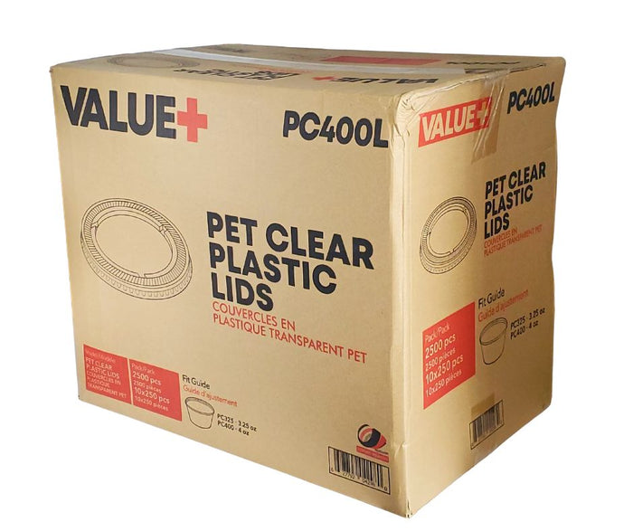 Value+ - 3.25oz-4oz PET Flat Portion Cup Lids - PC400L - 74mm