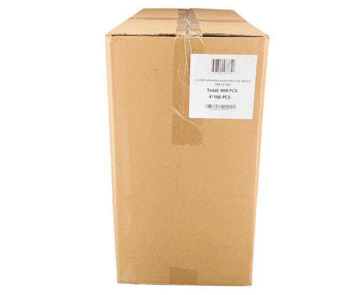 CLR - Plastic Tray (Thali) - 6 Compartment - White