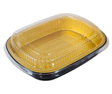 Rhino-Foil - Medium (53oz) Black & Gold Foil Cont. w/ Clear Dome Lid Rhino-Foil - Medium (53oz) Black & Gold Foil Cont. w/ Clear Dome Lid