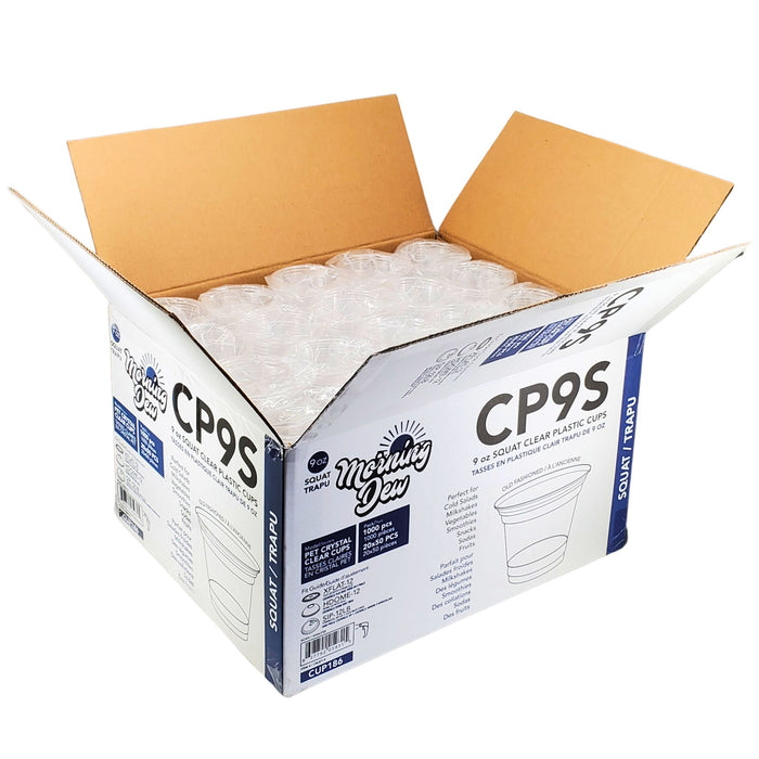 Morning Dew - 9oz Clear Pet Cup SQUAT - 92mm