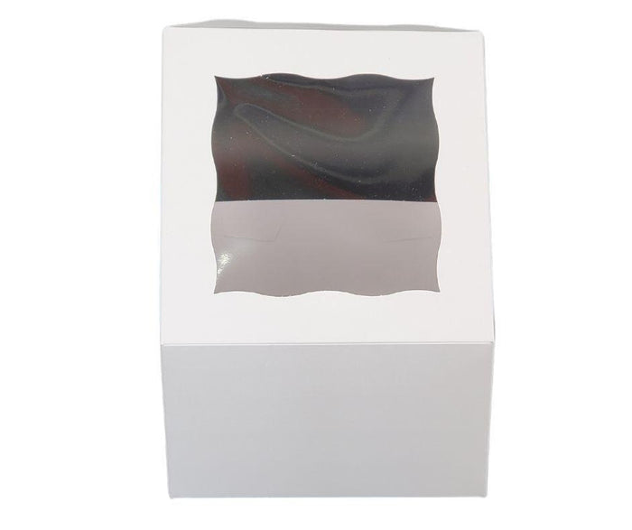 EB - 7 x 7 x 4 - 4 Cupcake Box with Window - White - 5281A