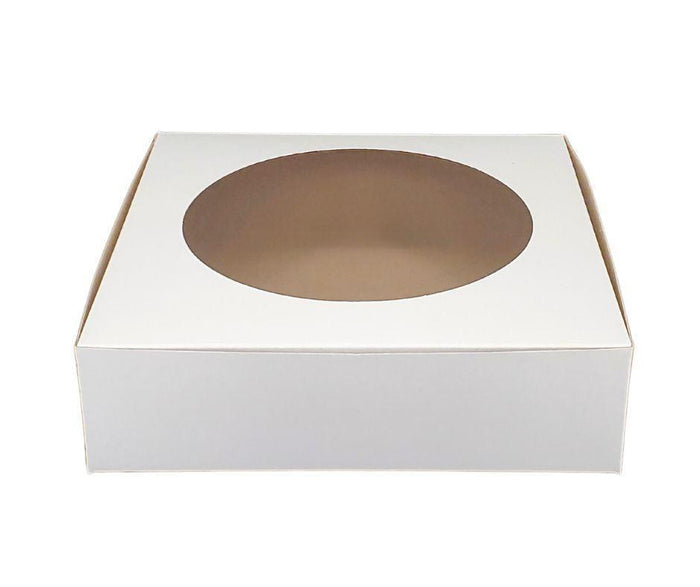 EB - White Cake Boxes - W/Window - 9x9x2.5 (Pie Box)