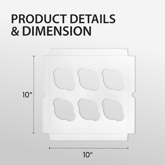 EB - 10 x 10 x 4 - 6 Cupcake Insert - White - 5282I