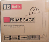Prime Bags - Bella - Self Adhesive Paper Bags with Twisted Handles - 10x5x13